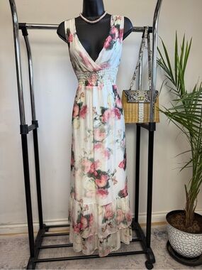 Elena Baldi Made in Italy Silk Blend Floral Maxi Dress